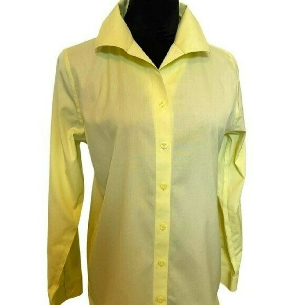 Chicos Womens Yellow No-Iron Long-Sleeve Button-Up Shirt Size S Professional - Picture 1 of 11